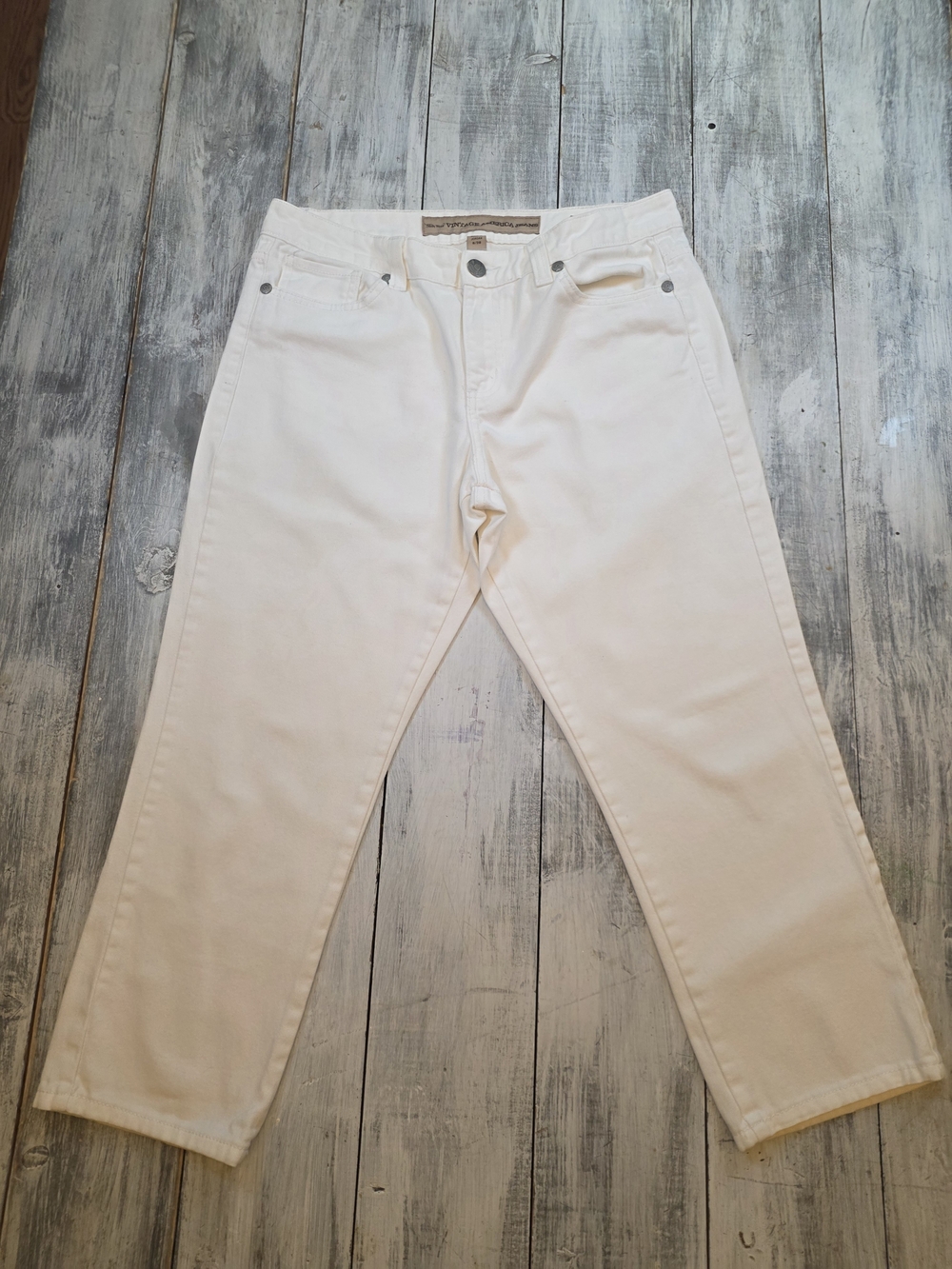 Nine West Vintage America Women's White High Rise Straight-Leg Jeans sz 8/28